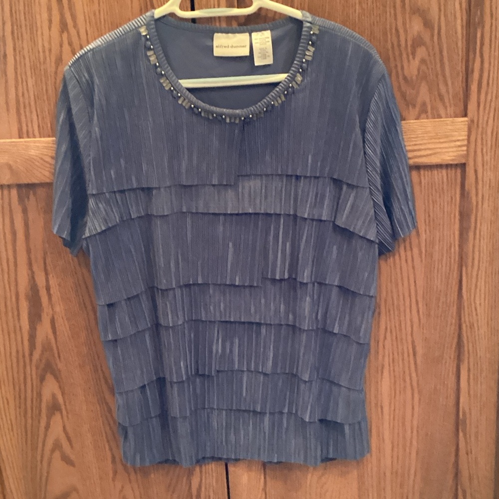 Alfred Dunner Dusty Blue Tiered Blouse